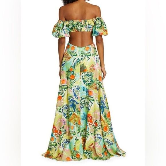 STAUD Coliseum Off-the-shoulder Print Maxi Dress In Green - Picture 4 of 13
